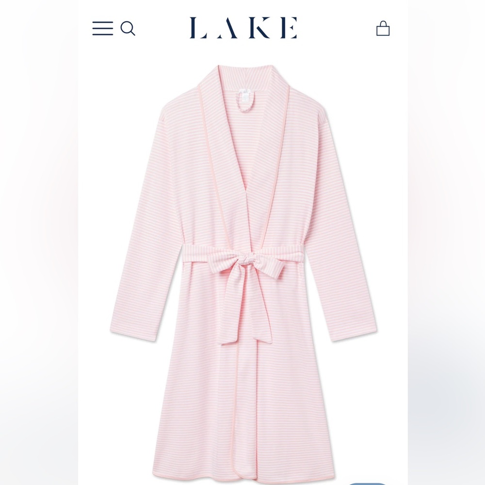 LAKE Pajamas Pima Robe in Lily (Pink) | Size: XS/S